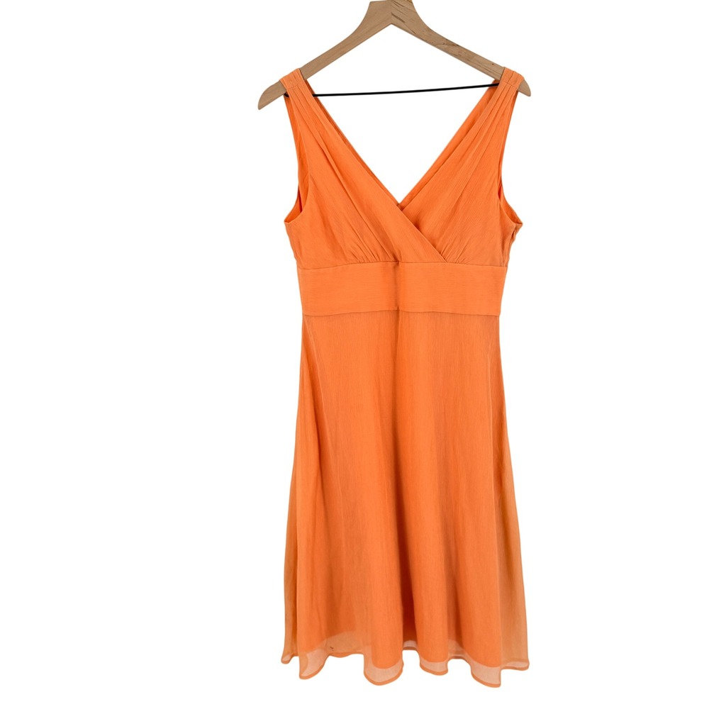 J. Crew Silk Chiffon V-Neck A-Line Dress Orange 10 Summer Wedding Guest Cocktail
